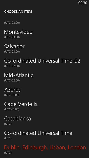 Press the required time zone.