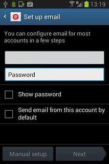 Press Password and key in the password for your email account.