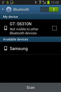 Your phone now searches for devices and after a moment, a list of Bluetooth devices within range is displayed.Press the required Bluetooth device.Follow the instructions on the display to pair the Bluetooth device with your phone.The new device is displayed on the list of paired devices.