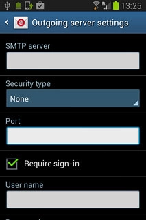 Press Require sign-in to turn the function on or off.Please note that if you're using Vodafone's outgoing server, turn off SMTP authentication and leave the username and password fields empty.