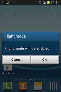 Press OK.Depending on the current setting, flight mode is turned on or off.