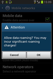 If you turn on data roaming:Press OK to confirm.