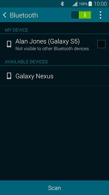 Make sure the other device is turned on and is ready to connect via Bluetooth.Your phone now searches for devices and after a moment, a list of Bluetooth devices within range is displayed.Press the required Bluetooth device.Follow the instructions on the display to pair the Bluetooth device with your phone.The new device is displayed on the list of paired devices.