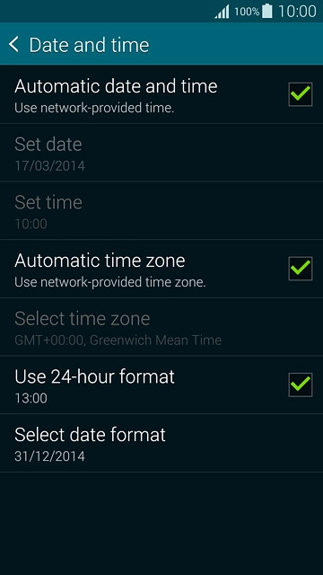 Press Automatic time zone until the function is turned on.