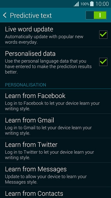 Press the indicator next to 