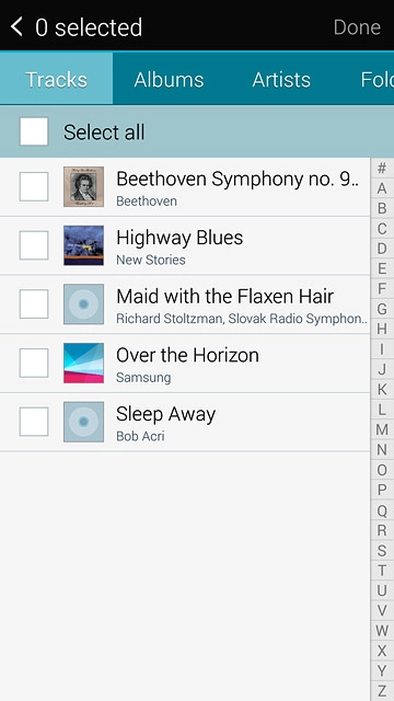 Press the required audio files to select them.