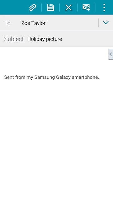 Press the text input field.Write the text for your email message.