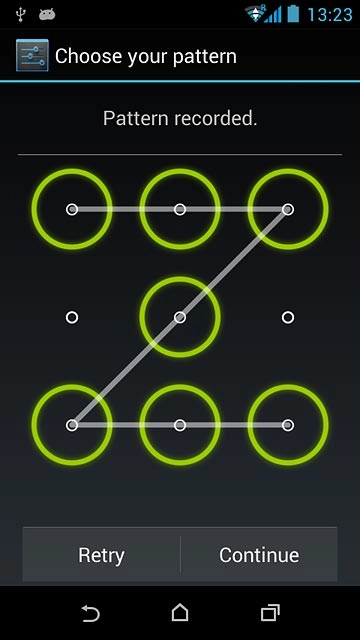 Press Continue.Repeat the selected phone lock code to confirm.