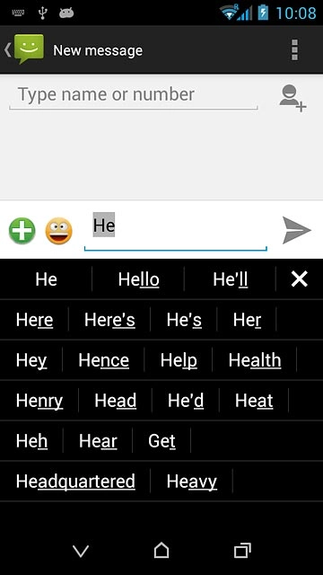 Press the required word to insert it.