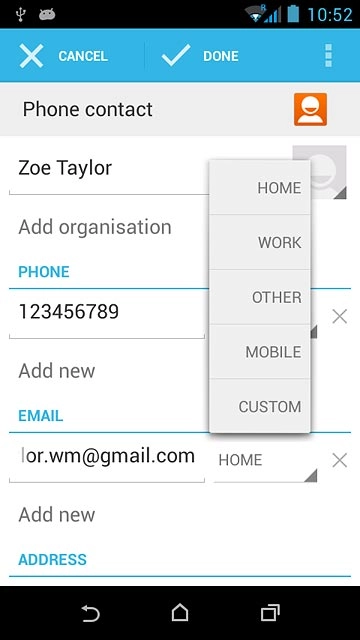 Press the required email type.