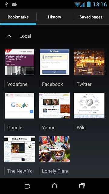 Press the required bookmark.