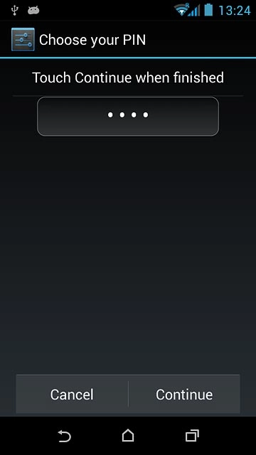 Key in the required phone lock code and press Continue.