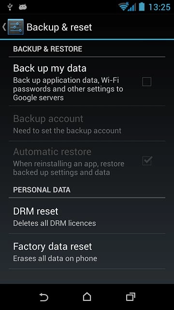 Press Factory data reset.