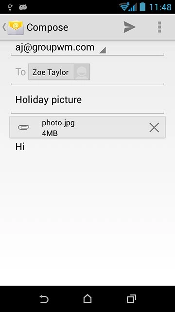 Press the send icon when you've finished your email message.