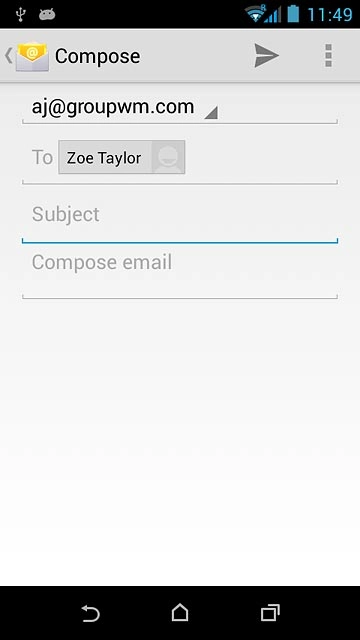 Press Subject.Key in a subject for the email message.