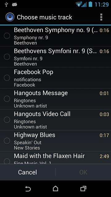 Press the required audio file.