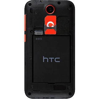 Place the battery in your phone, top first, matching the battery contacts with the phone contacts and press the battery into place.