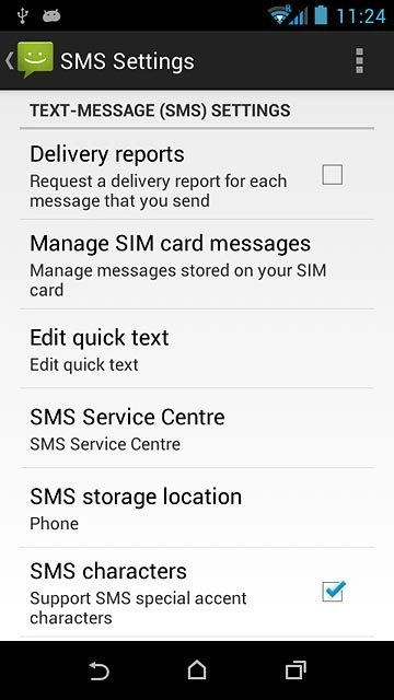 Press SMS Service Centre.