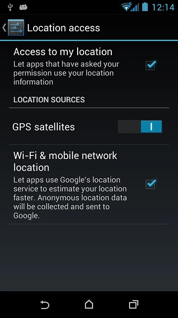 Press Wi-Fi & mobile network location to turn the function on or off.