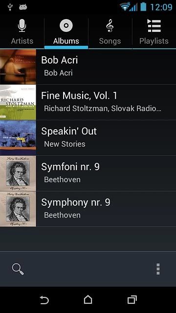 Press Albums.Go to the required audio file.