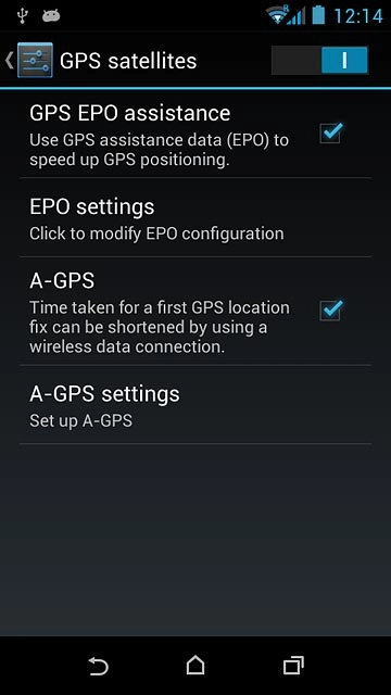 Press A-GPS to turn the function on or off.