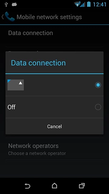 To turn off mobile data:Press Off.