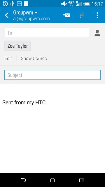 Press Subject and key in a subject for the email message.