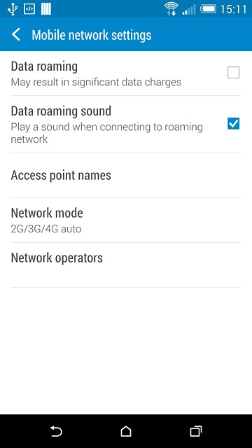 Press Data roaming to turn the function on or off.