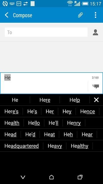 Press the required word to insert it.