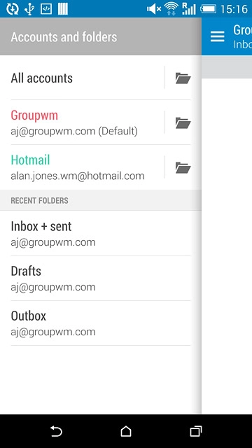 Press the required email account.