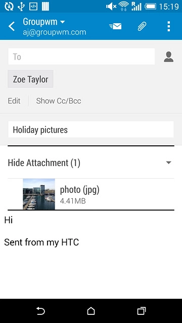 Press the send icon when you've finished your email message.