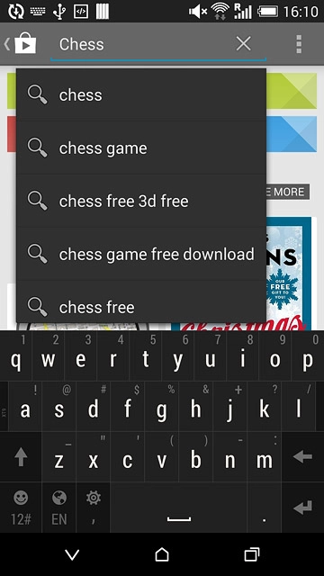 Key in the name of the required app and press enter.
