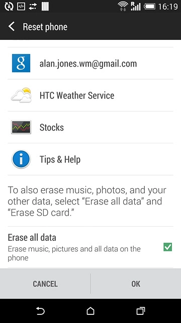 Press Erase all data until the display tells you that the function is turned on.