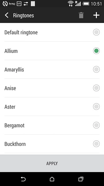Once you've found a ring tone you like, press APPLY.
