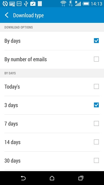 Press the required setting.