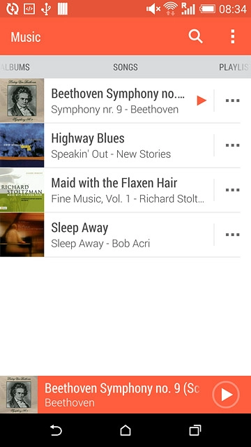 Press the required category.Go to the required audio file or playlist.