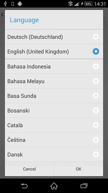 Press the required language.
