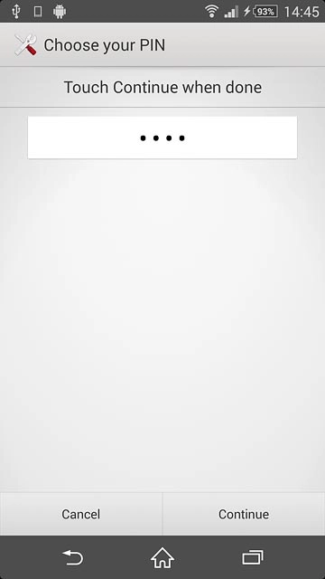 Key in the required phone lock code and press Continue.