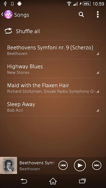 Go to the required audio file or playlist.Press the required audio file.