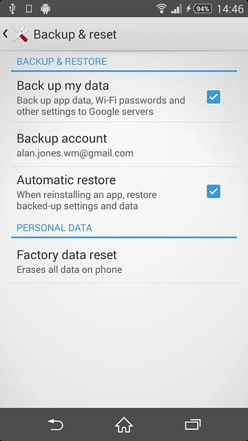 Press Factory data reset.