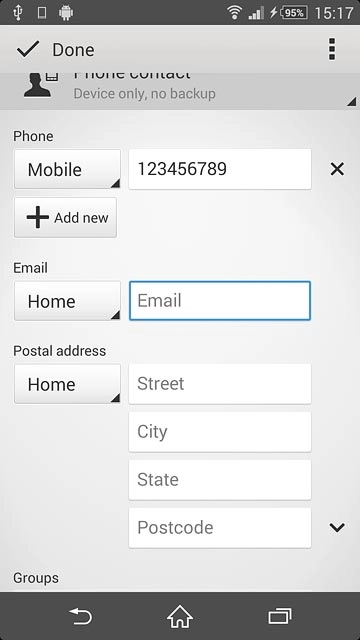 Press Email and key in the required email address.