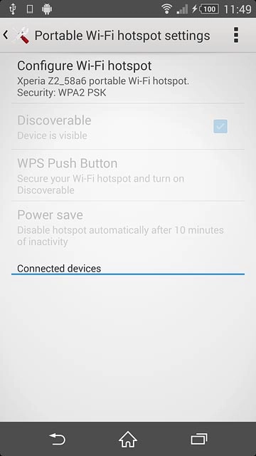 Press Configure Wi-Fi hotspot.