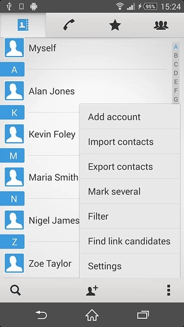 Press Export contacts.