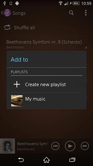 Press the required playlist.Repeat the procedure to add more audio files to the playlist.