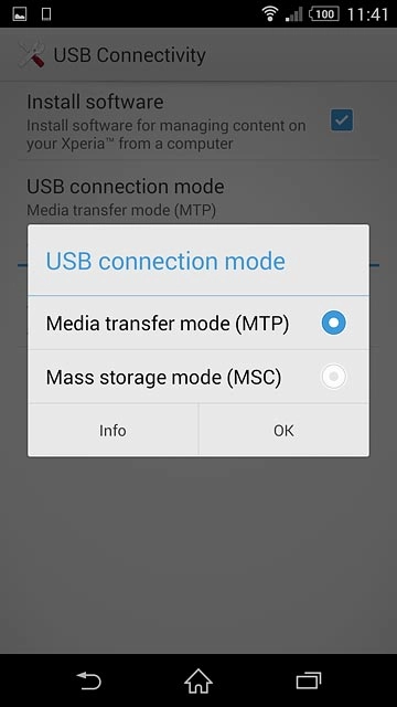 Press Media transfer mode (MTP).