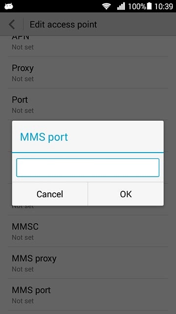 Key in 8080 and press OK.