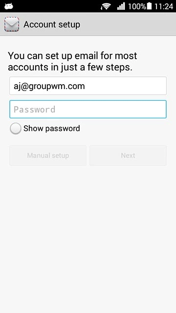 Press Password and key in the password for your email account.