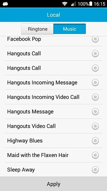 Press the different ring tones to listen to them.