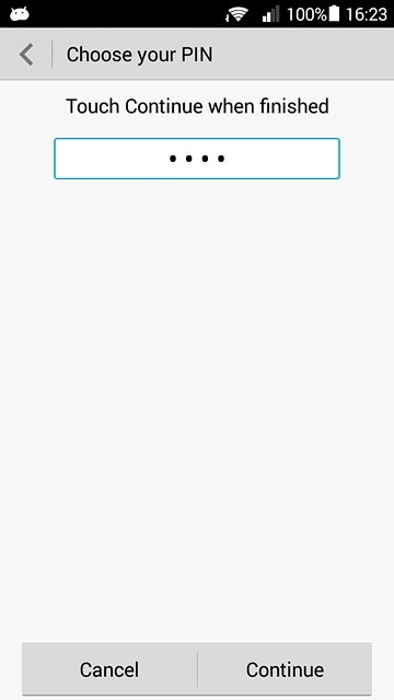 Key in the required phone lock code and press Continue.