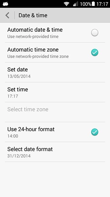 Press Automatic time zone until the function is turned on.